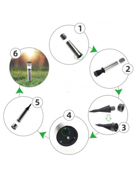 LUMILED solárne lampy TUBA 12x ( sada ) 6500K - strieborná