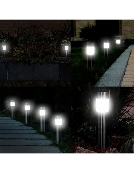 LUMILED solárne lampy TUBA 12x ( sada ) 6500K - strieborná