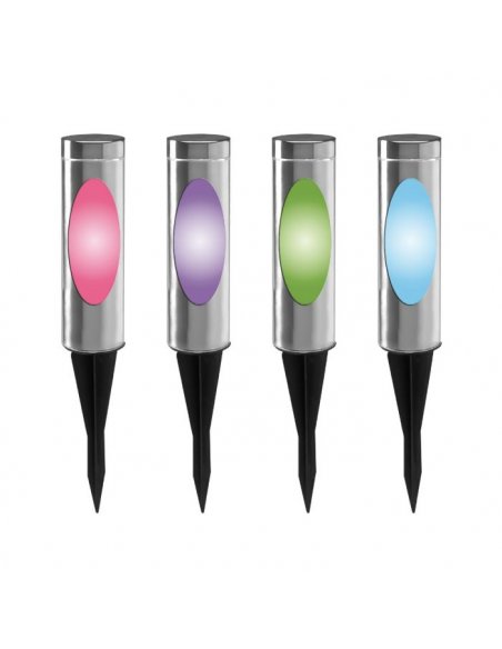 LUMILED solárne lampy TOGO 4x ( sada ) RGB - strieborná