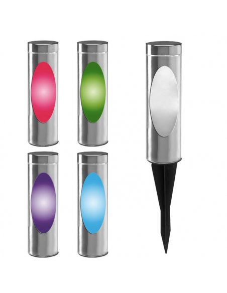 LUMILED solárne lampy TOGO 4x ( sada ) RGB - strieborná