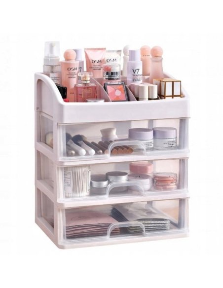 Organizér so zásuvkou, krabička na kozmetiku - biela