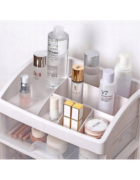 Organizér so zásuvkou, krabička na kozmetiku - biela