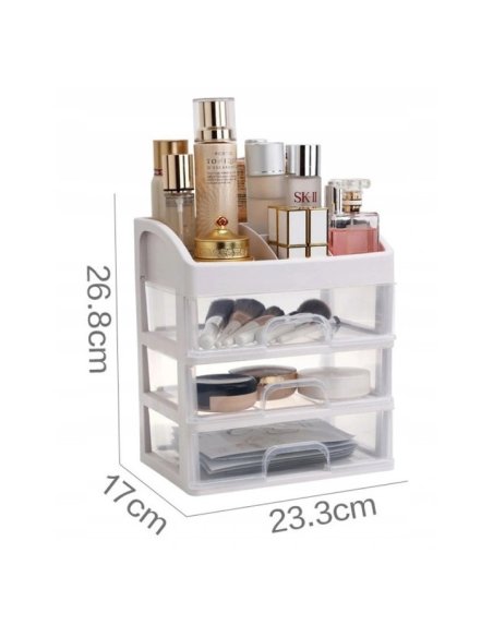 Organizér so zásuvkou, krabička na kozmetiku - biela