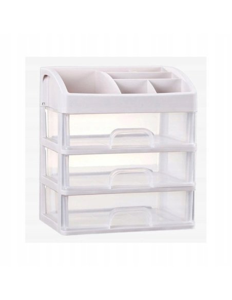 Organizér so zásuvkou, krabička na kozmetiku - biela