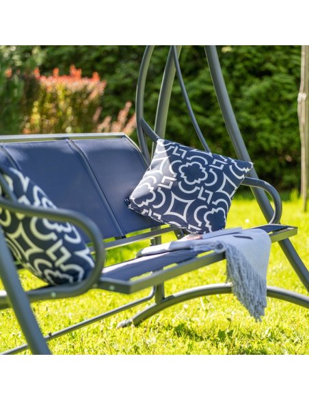 Voľne stojaca záhradná hojdačka VIKTORIA s nastaviteľnou strechou - modrá