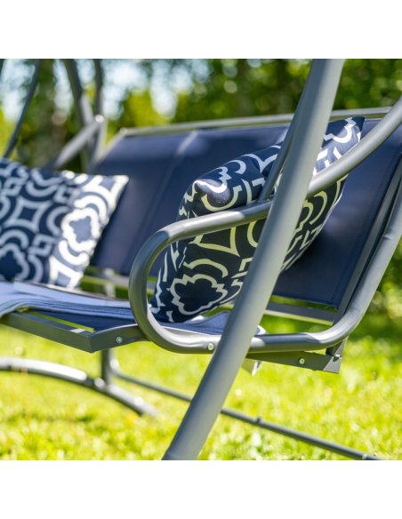 Voľne stojaca záhradná hojdačka VIKTORIA s nastaviteľnou strechou - modrá