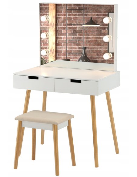 Toaletný stolík SCANDI OSLO s taburetkou - biela farba