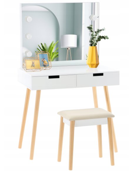 Toaletný stolík SCANDI OSLO s taburetkou - biela farba