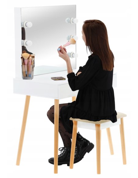 Toaletný stolík SCANDI OSLO s taburetkou - biela farba