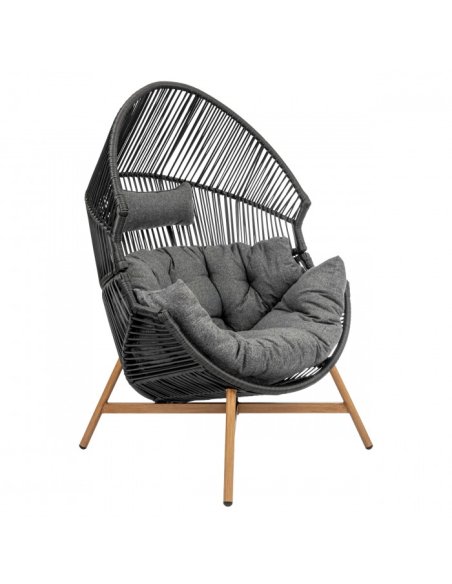 Ratanové záhradné kreslo HOLLAND HELSINKI - čierna farba