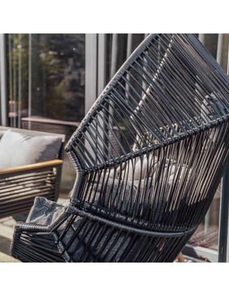 Ratanové záhradné kreslo HOLLAND HELSINKI - čierna farba