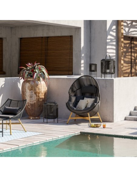 Ratanové záhradné kreslo HOLLAND HELSINKI - čierna farba