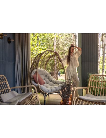 Ratanové záhradné kreslo AMSTERDAM CHECO - béžová farba