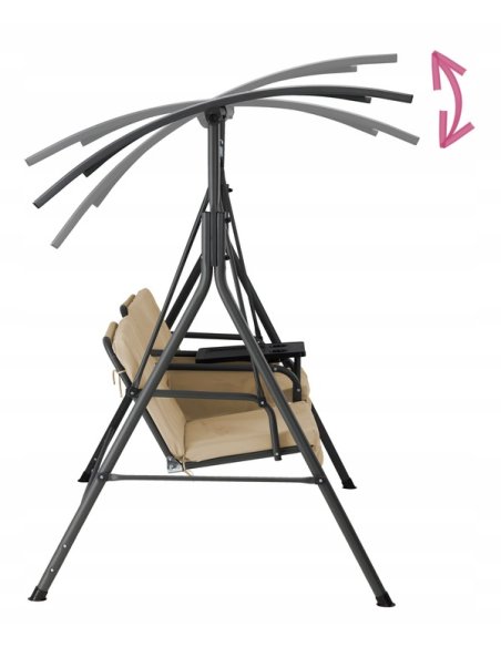 Záhradná hojdačka NEPULA pre 2 osoby v béžovej farbe