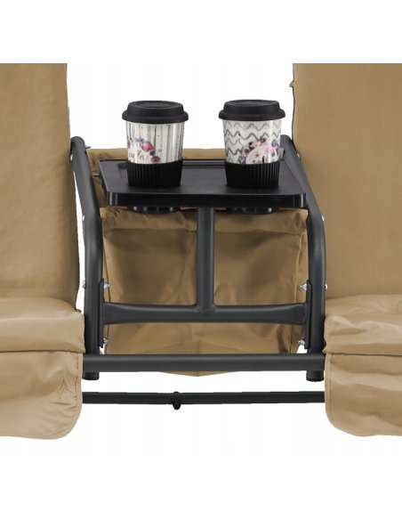 Záhradná hojdačka NEPULA pre 2 osoby v béžovej farbe