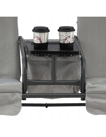 Záhradná hojdačka NEPULA pre 2 osoby v šedej farbe