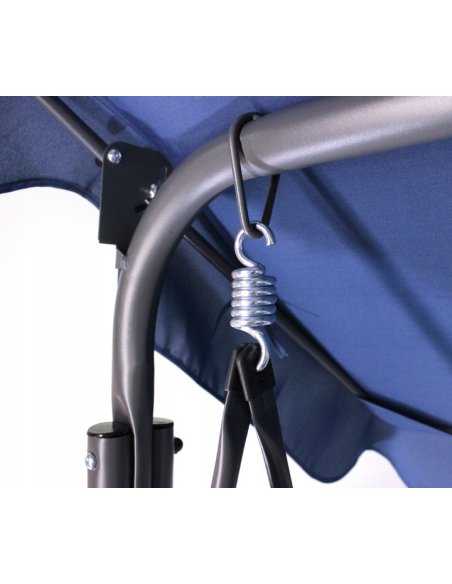 Záhradná hojdačka GARDEN-LINE pre 3 osoby s držiakmi na nápoje + vankúše v modrej farbe