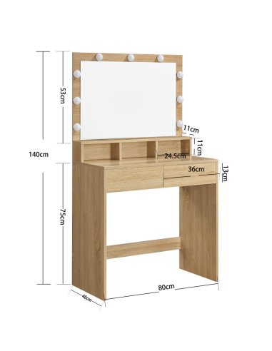 Toaletný stolík s osvetlením VASAGLE...