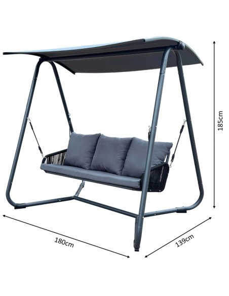 Záhradná hojdačka KRETA s vankúšmi v šedej farbe