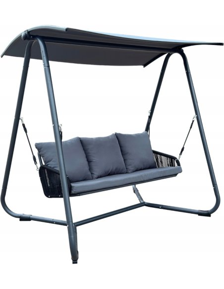 Záhradná hojdačka KRETA s vankúšmi v šedej farbe