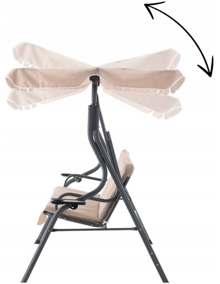 Záhradná Hojdačka KRE0735 GARDEN-PRO s držiakom na nápoje v béžovej farbe