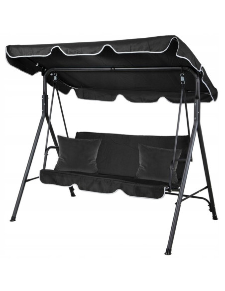 Záhradná hojdačka HO01CZ s vankúšmi v čiernej farbe