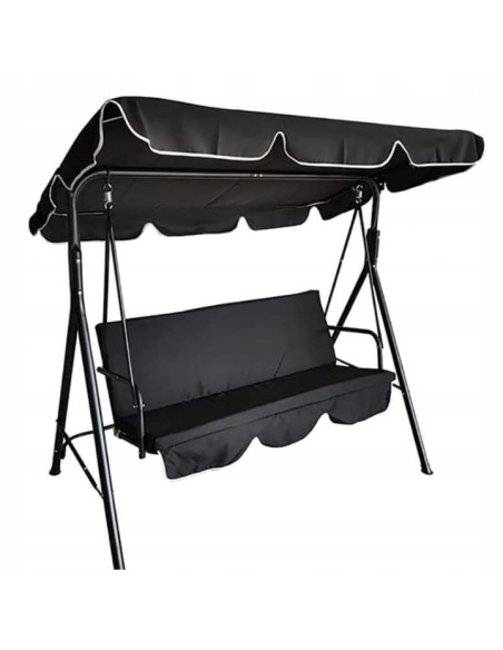 Záhradná hojdačka HO01CZ s vankúšmi v čiernej farbe