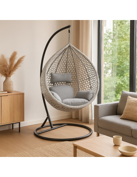 Závesne hojdacie kreslo SAN REMO PREMIUM v šedej farbe