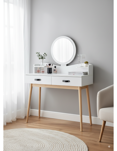 Toaletný stolík RITTA 100x40x139cm so zrkadlom biely