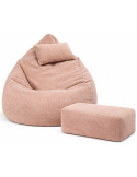 Sedací vak DOT RELAX GRANDE s podnožkou, vankúšom - ružová farba