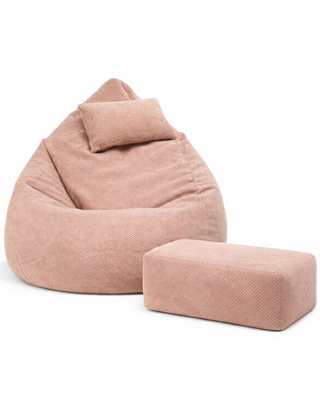 Sedací vak DOT RELAX GRANDE s podnožkou, vankúšom - ružová farba