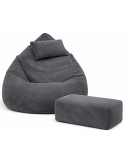 Sedací vak DOT RELAX GRANDE s podnožkou, vankúšom - grafitová farba