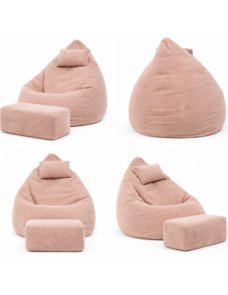 Sedací vak DOT RELAX GRANDE s podnožkou, vankúšom - ružová farba