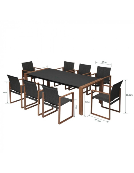Záhradný jedálenský nábytok Duisburg s veľkým stolom pre 8 osôb