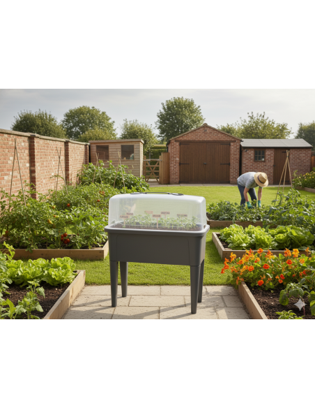 Skleníkový stolík s krytom 76 × 38 × 83 cm, antracitový