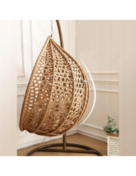 Závesne hojdacie kreslo SORLOTH PREMIUM + vankúše v hnedej farbe